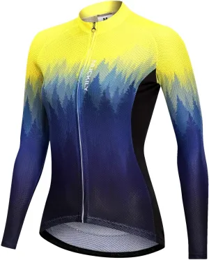 Women's Long Sleeve Cycling Jersey Bike Shirt Quick Dry Breathable Bicycle Clothing Bike Top with 4 Pockets