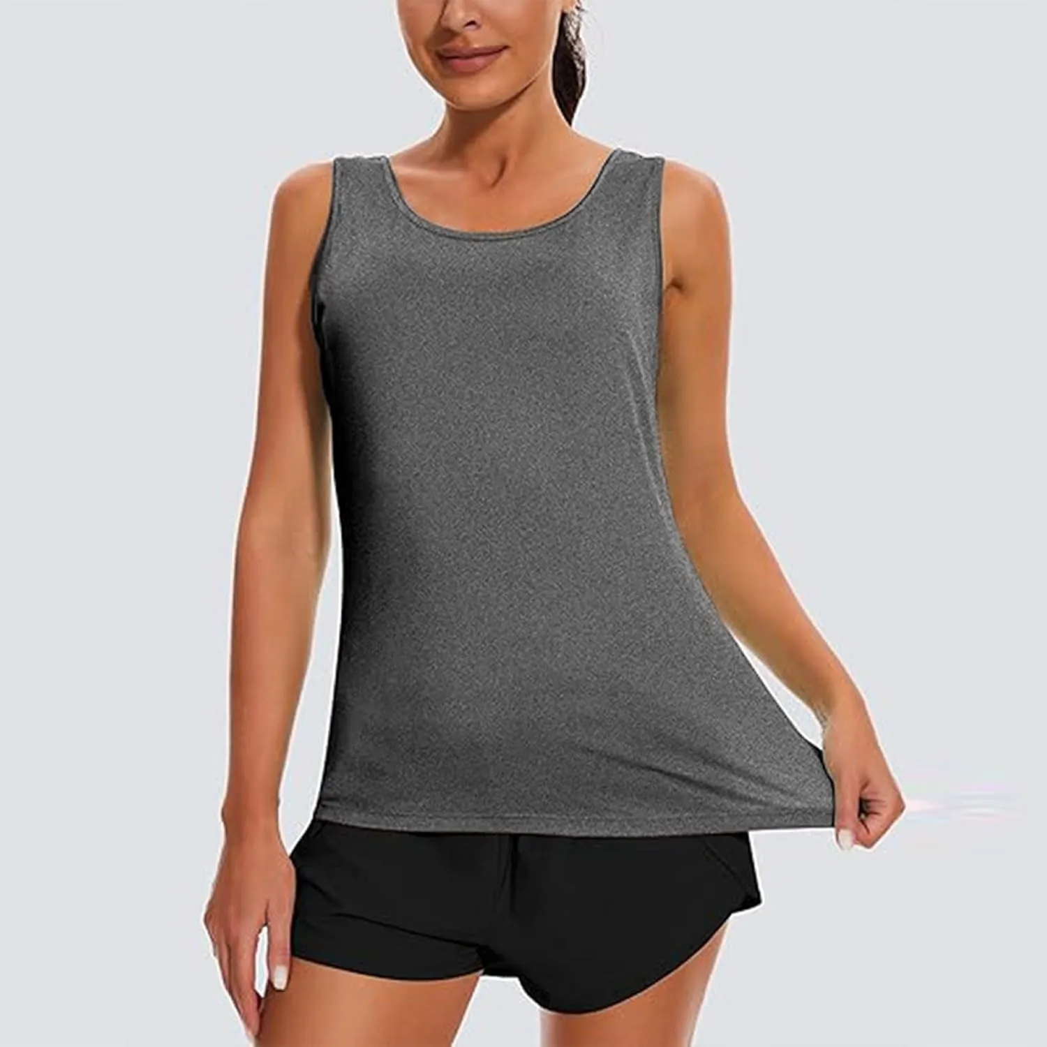 Women's Open Back Tank Tops Lightweight Sleeveless Workout Athletic Gym Yoga Shirts Running Quick Dry Pleated Tops