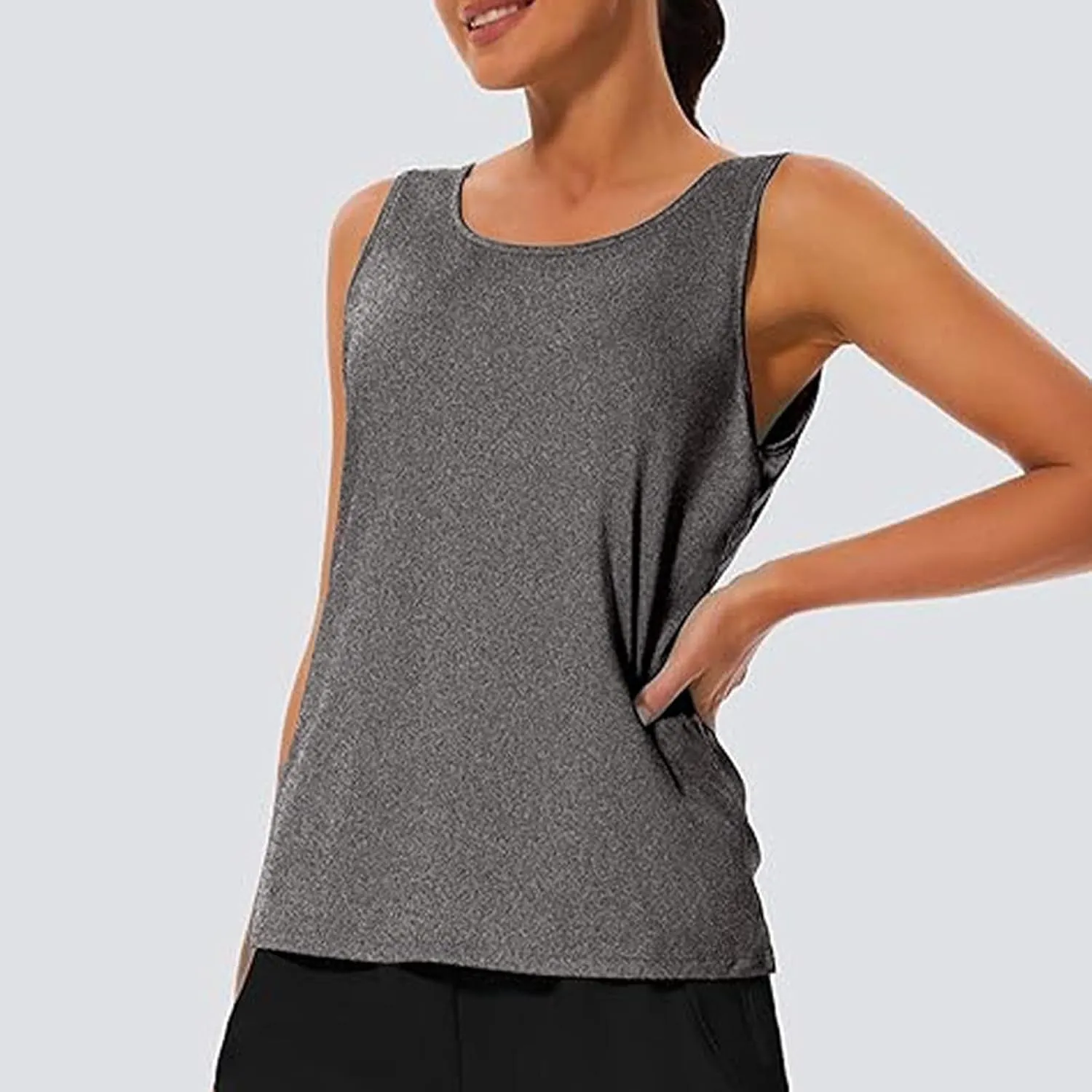 Women's Open Back Tank Tops Lightweight Sleeveless Workout Athletic Gym Yoga Shirts Running Quick Dry Pleated Tops