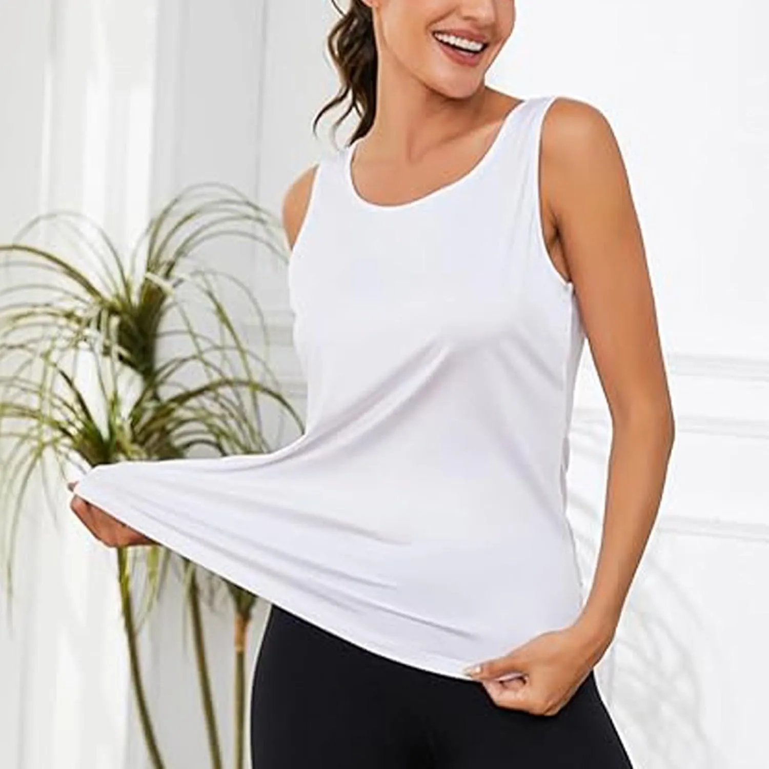 Women's Open Back Tank Tops Lightweight Sleeveless Workout Athletic Gym Yoga Shirts Running Quick Dry Pleated Tops