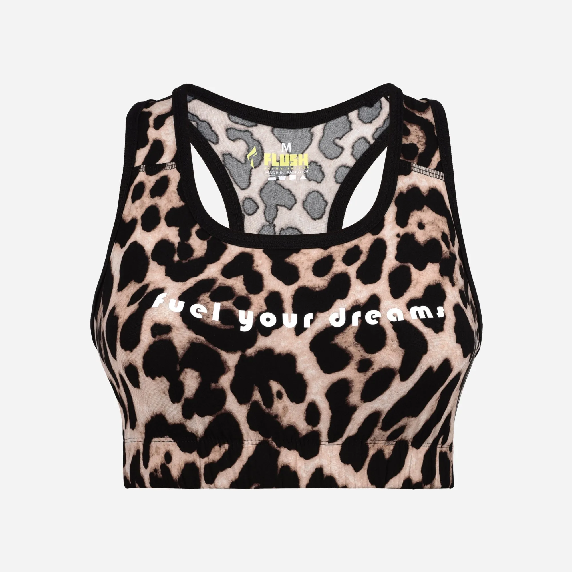 Women's Seamless Sports Bra, Support for Yoga Gym - Leopard