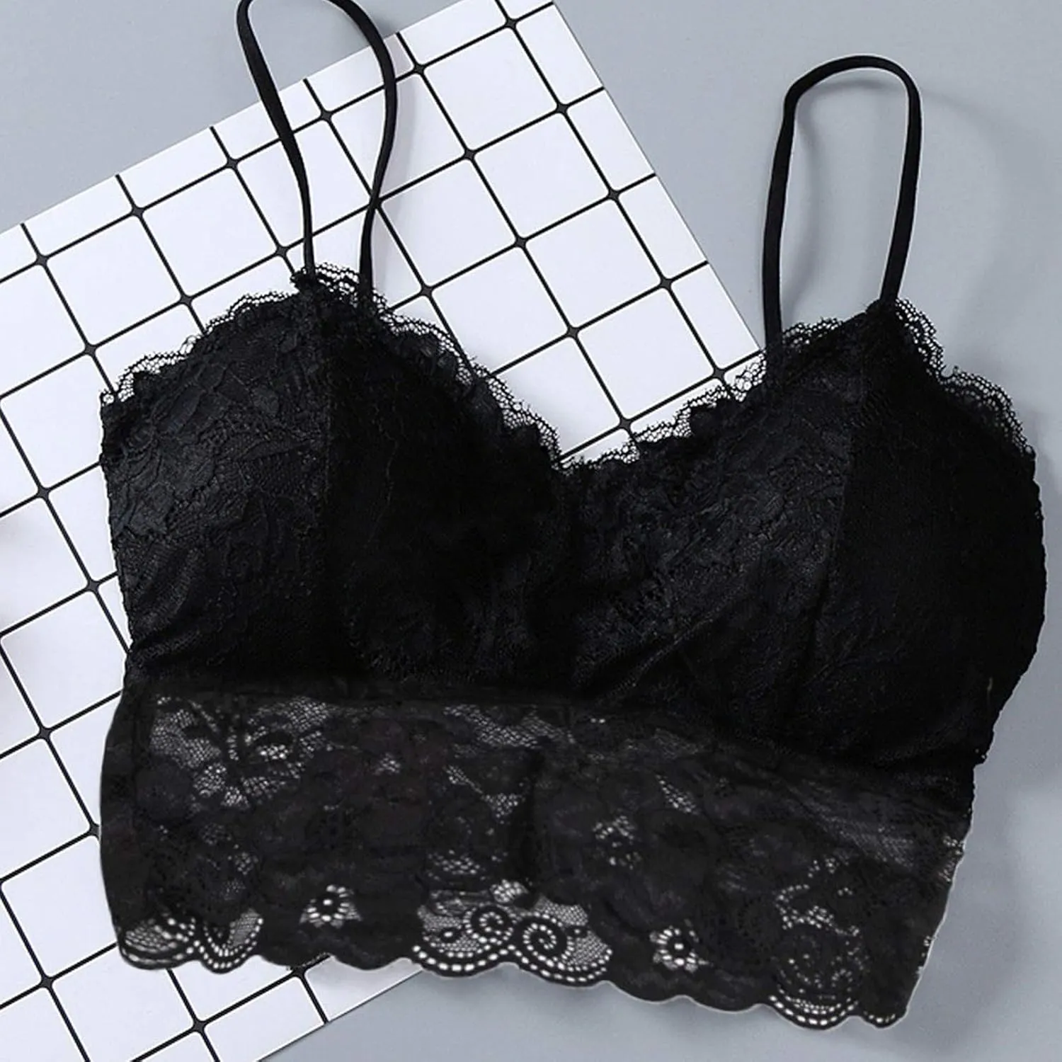 Women's Sexy Underwear Daily French Floral Lace Bralette Lightweight Elastic Night Sleep Lightweight Lounge Lingerie