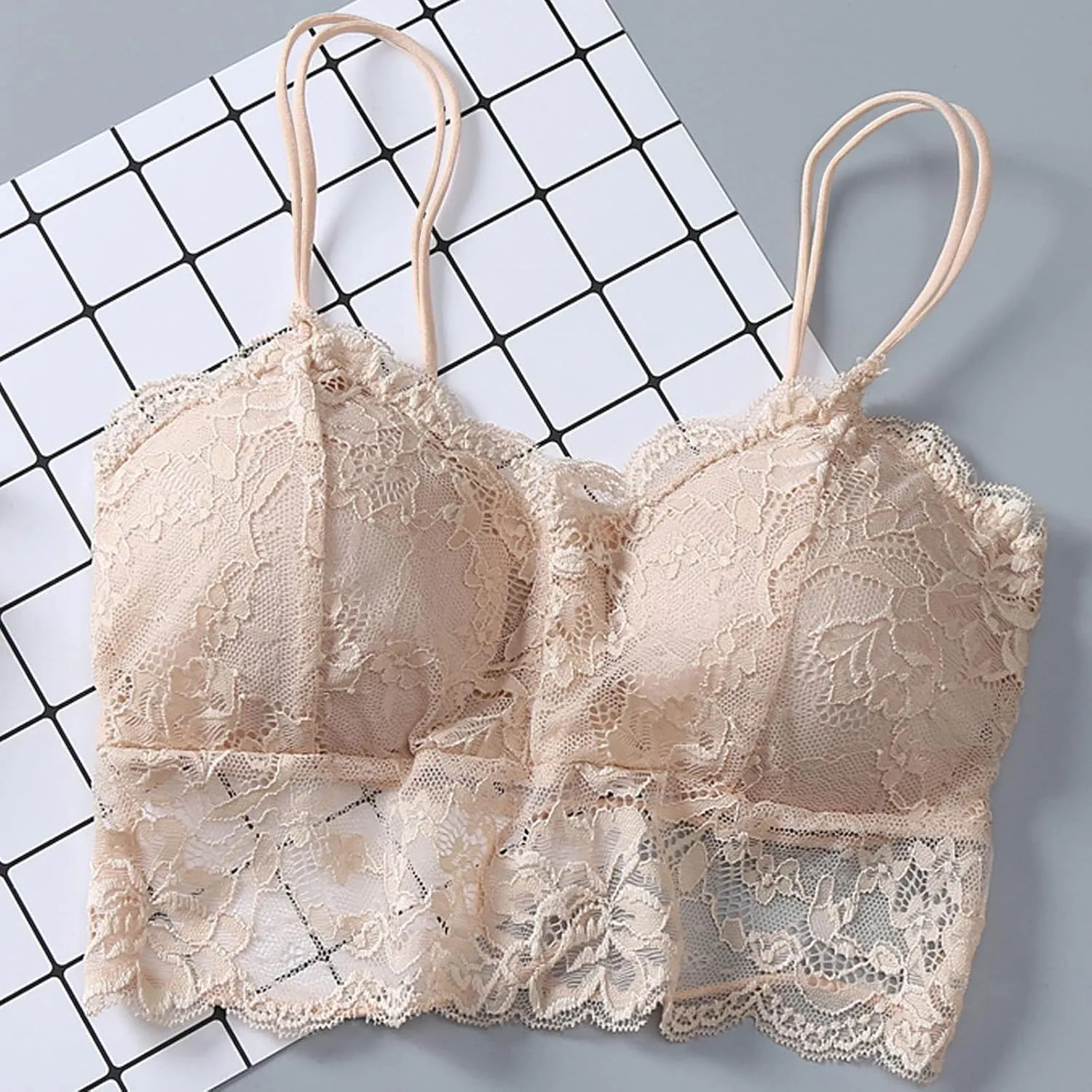 Women's Sexy Underwear Daily French Floral Lace Bralette Lightweight Elastic Night Sleep Lightweight Lounge Lingerie