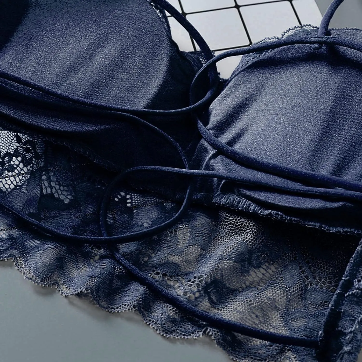 Women's Sexy Underwear Daily French Floral Lace Bralette Lightweight Elastic Night Sleep Lightweight Lounge Lingerie