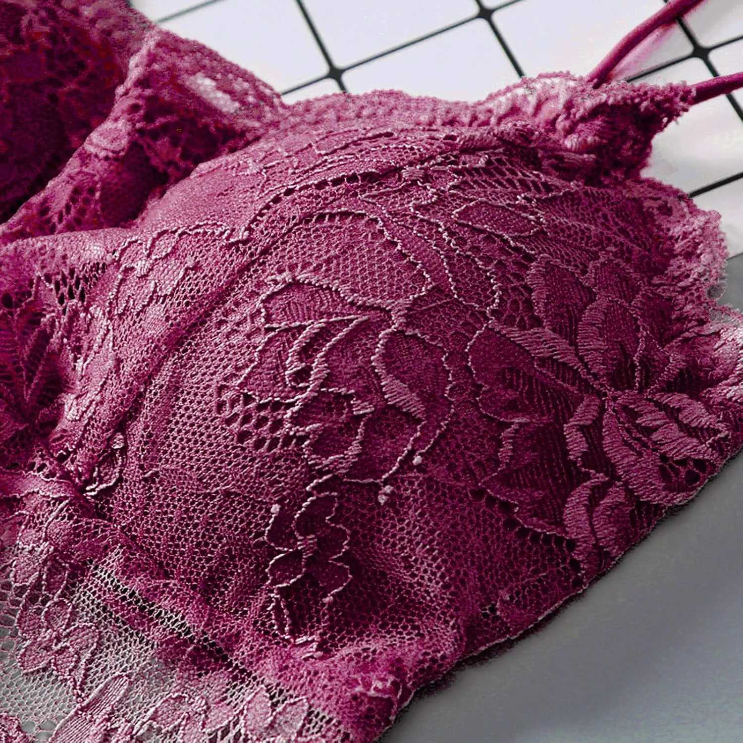 Women's Sexy Underwear Daily French Floral Lace Bralette Lightweight Elastic Night Sleep Lightweight Lounge Lingerie