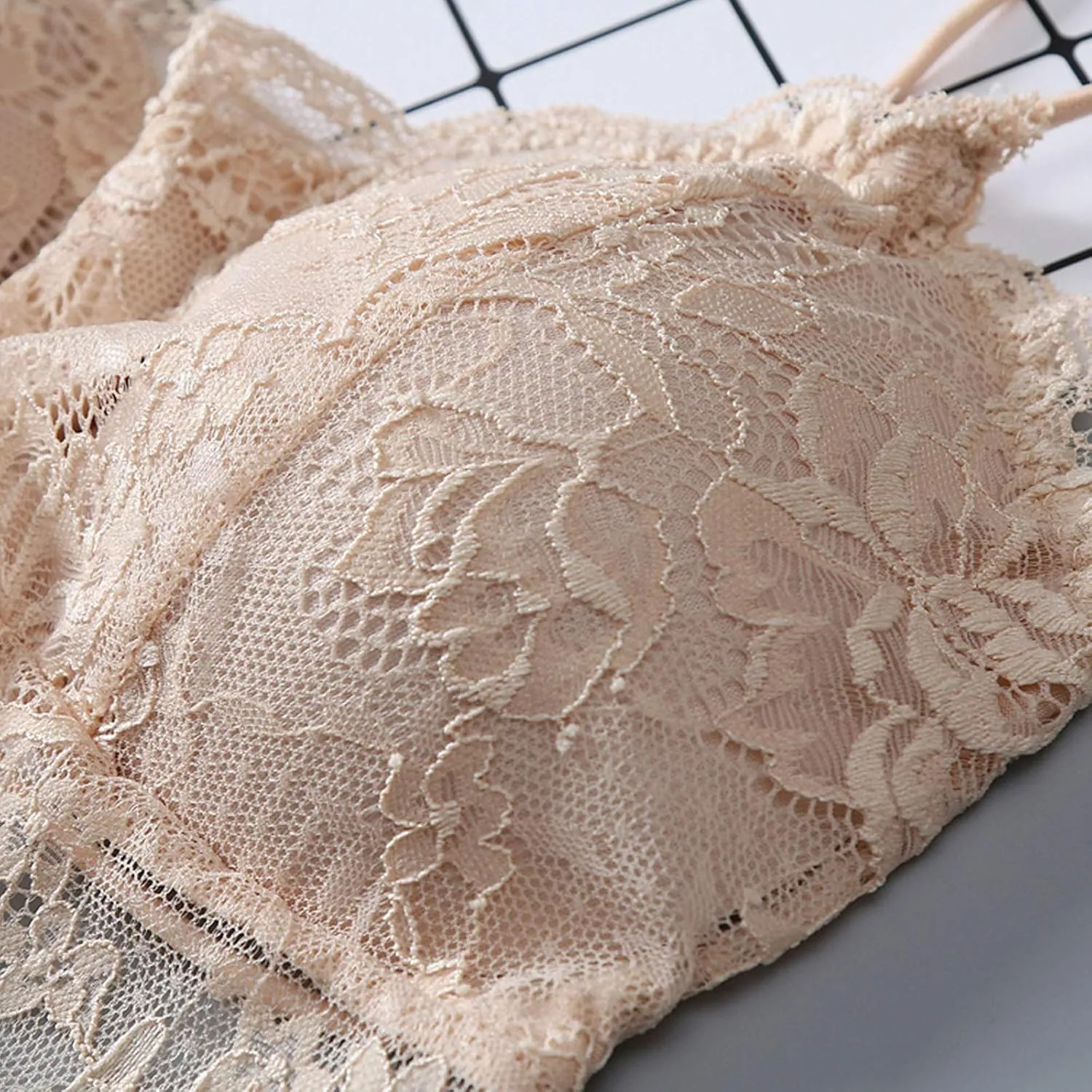 Women's Sexy Underwear Daily French Floral Lace Bralette Lightweight Elastic Night Sleep Lightweight Lounge Lingerie