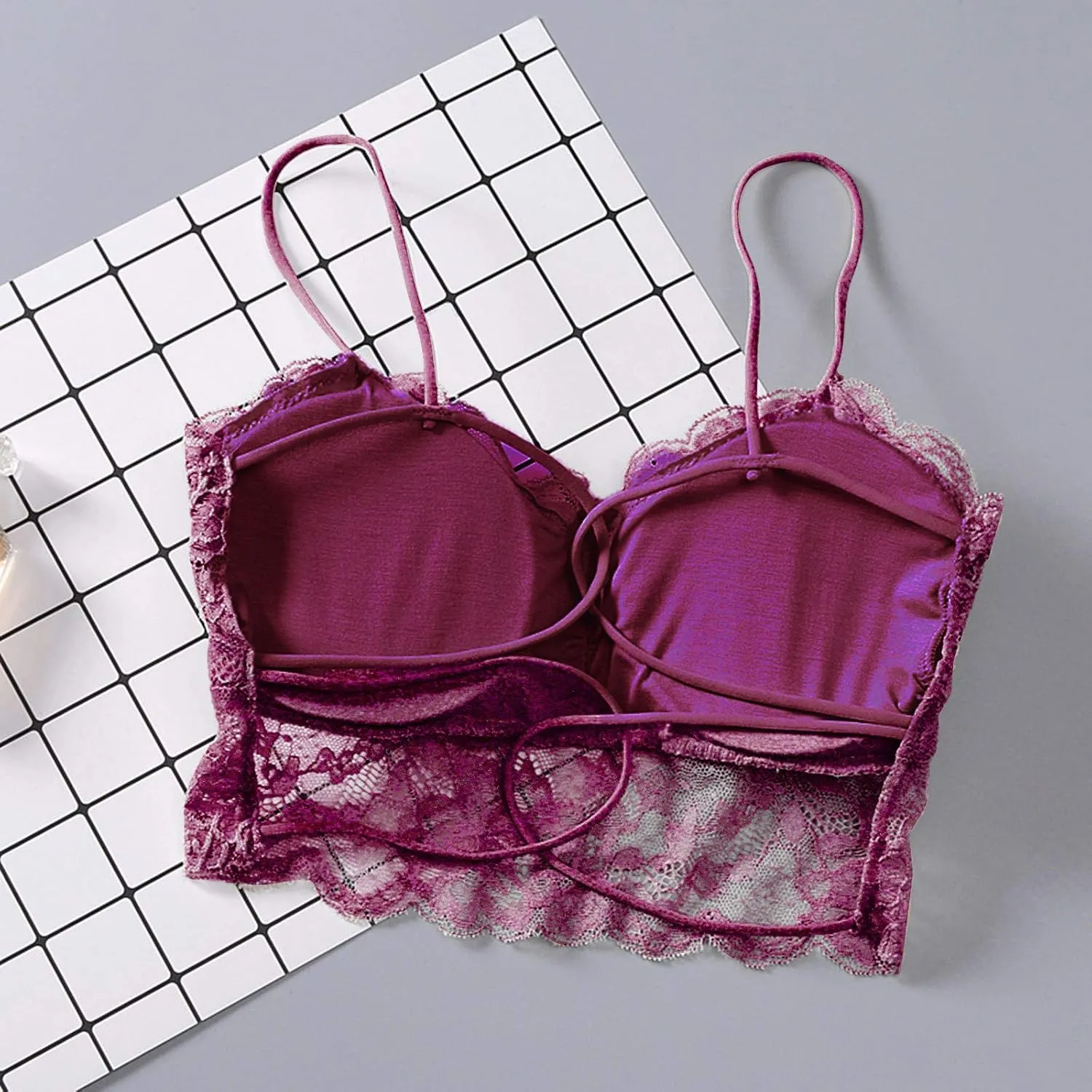 Women's Sexy Underwear Daily French Floral Lace Bralette Lightweight Elastic Night Sleep Lightweight Lounge Lingerie