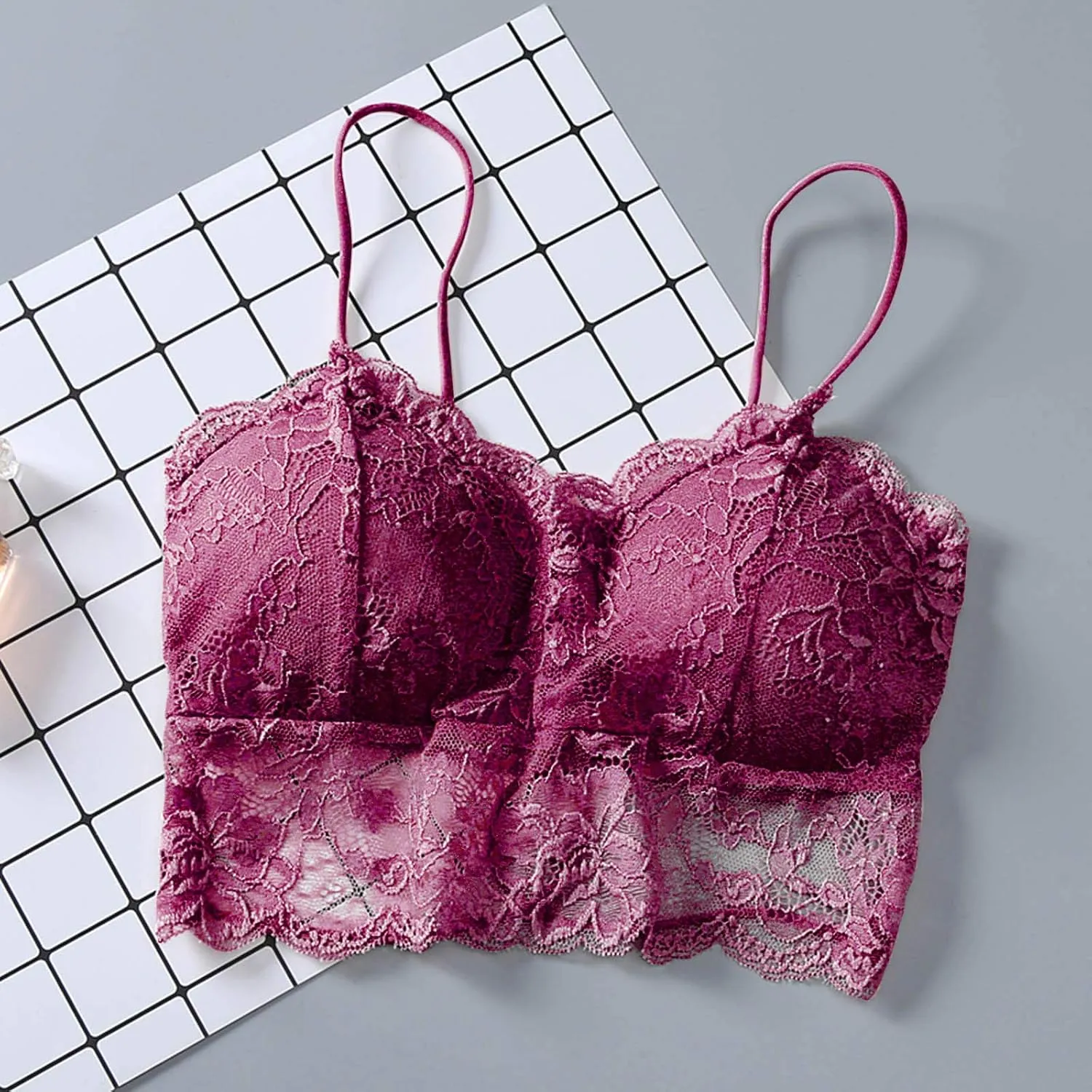 Women's Sexy Underwear Daily French Floral Lace Bralette Lightweight Elastic Night Sleep Lightweight Lounge Lingerie