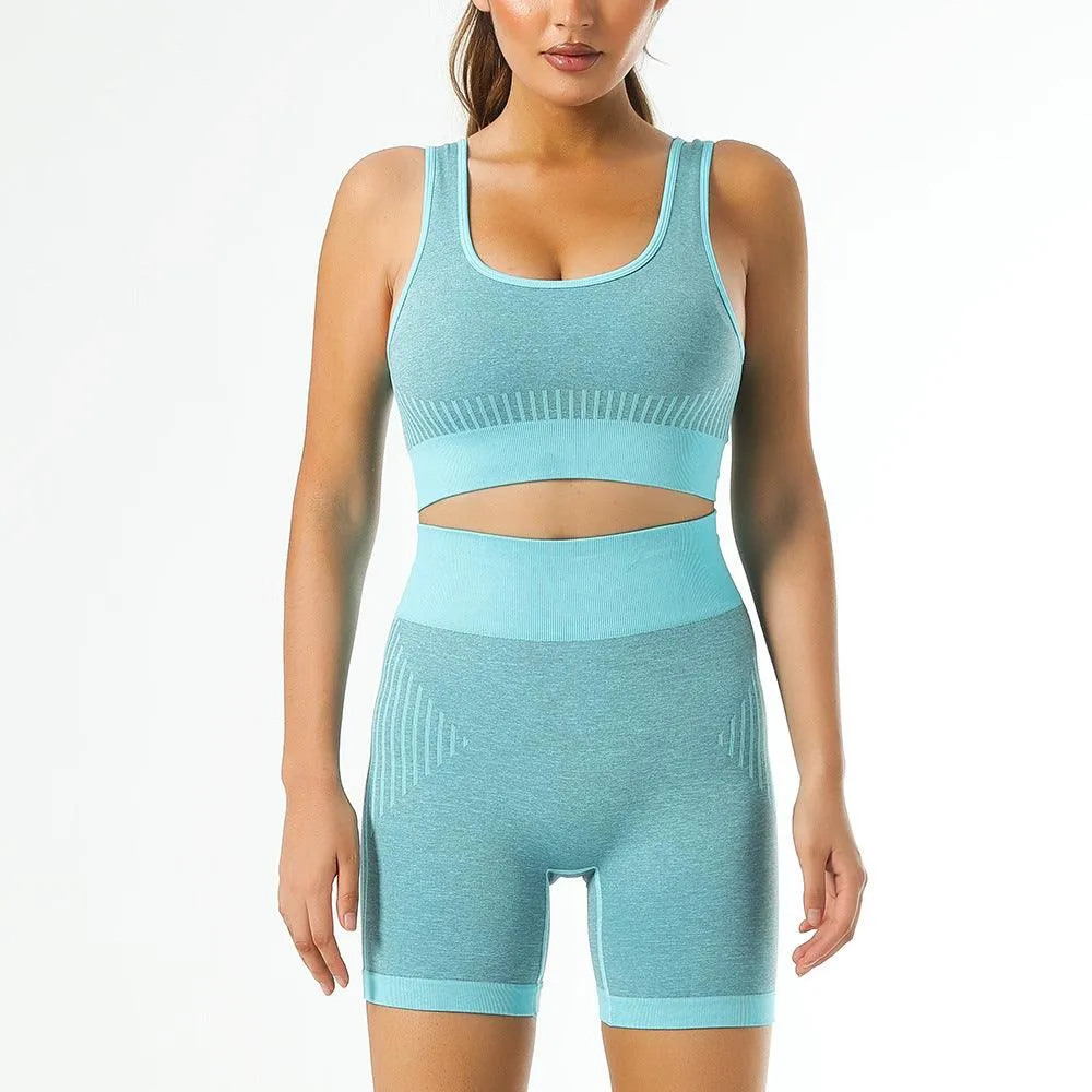 Women's Shockproof and Super Elastic Top and High Waist Butt Lift Fitness Shorts