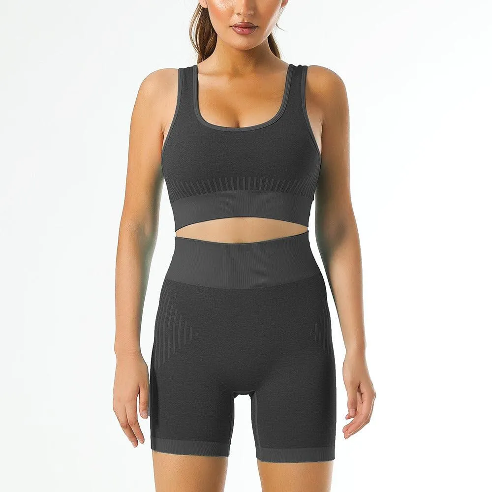 Women's Shockproof and Super Elastic Top and High Waist Butt Lift Fitness Shorts