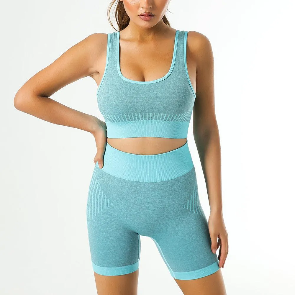 Women's Shockproof and Super Elastic Top and High Waist Butt Lift Fitness Shorts