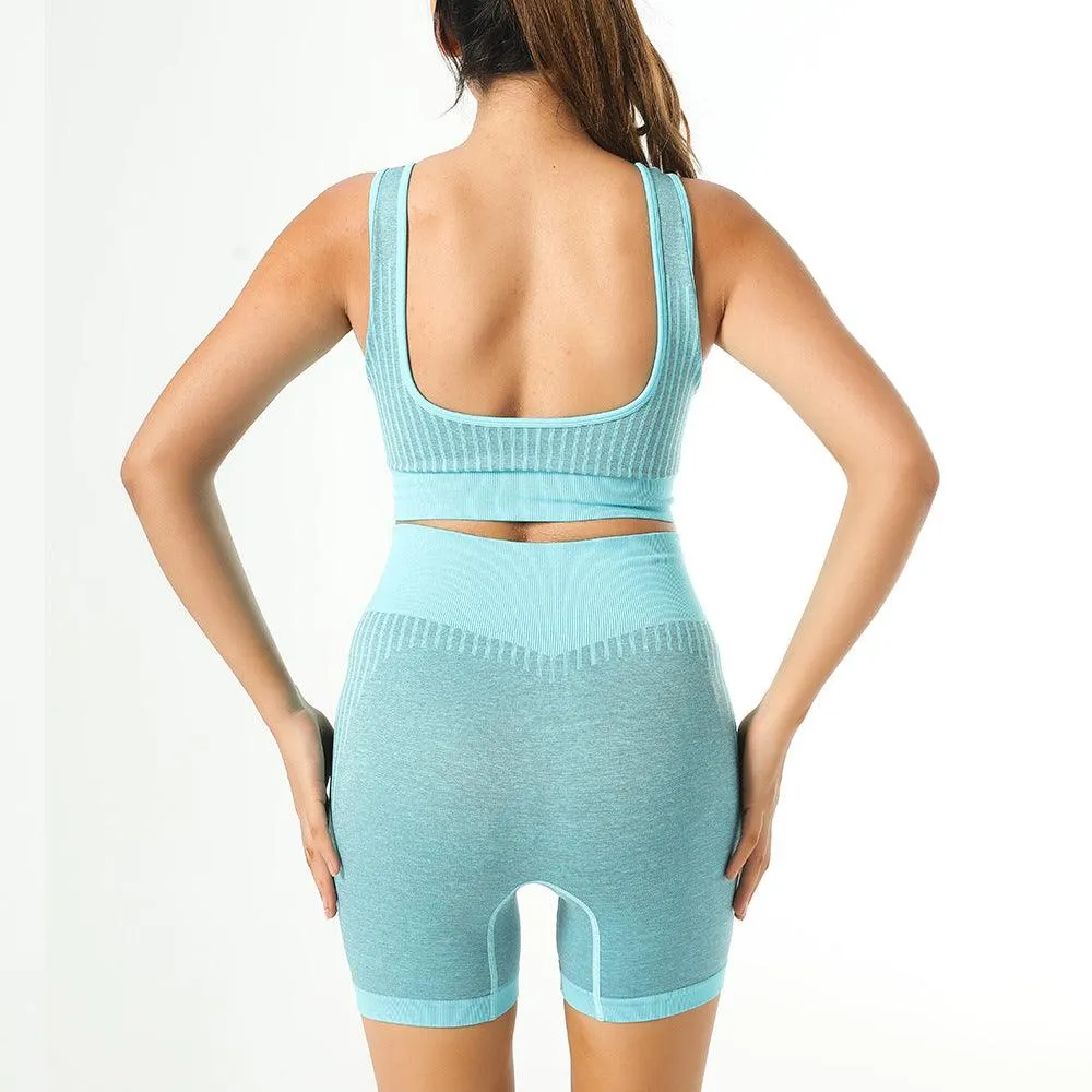 Women's Shockproof and Super Elastic Top and High Waist Butt Lift Fitness Shorts