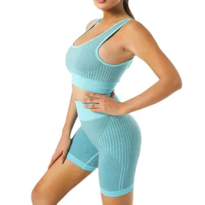 Women's Shockproof and Super Elastic Top and High Waist Butt Lift Fitness Shorts