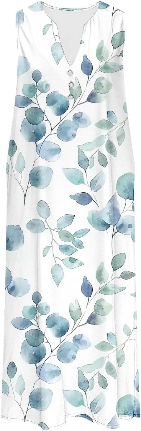 Women's Sleeveless Dress V Neck Floral Printed Casual Summer Spring Summer Lightweight Lightweight Clothing 2025