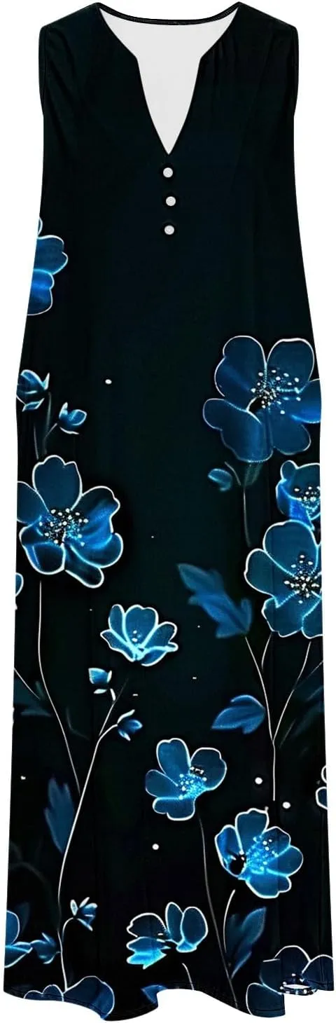 Women's Sleeveless Dress V Neck Floral Printed Casual Summer Spring Summer Lightweight Lightweight Clothing 2025
