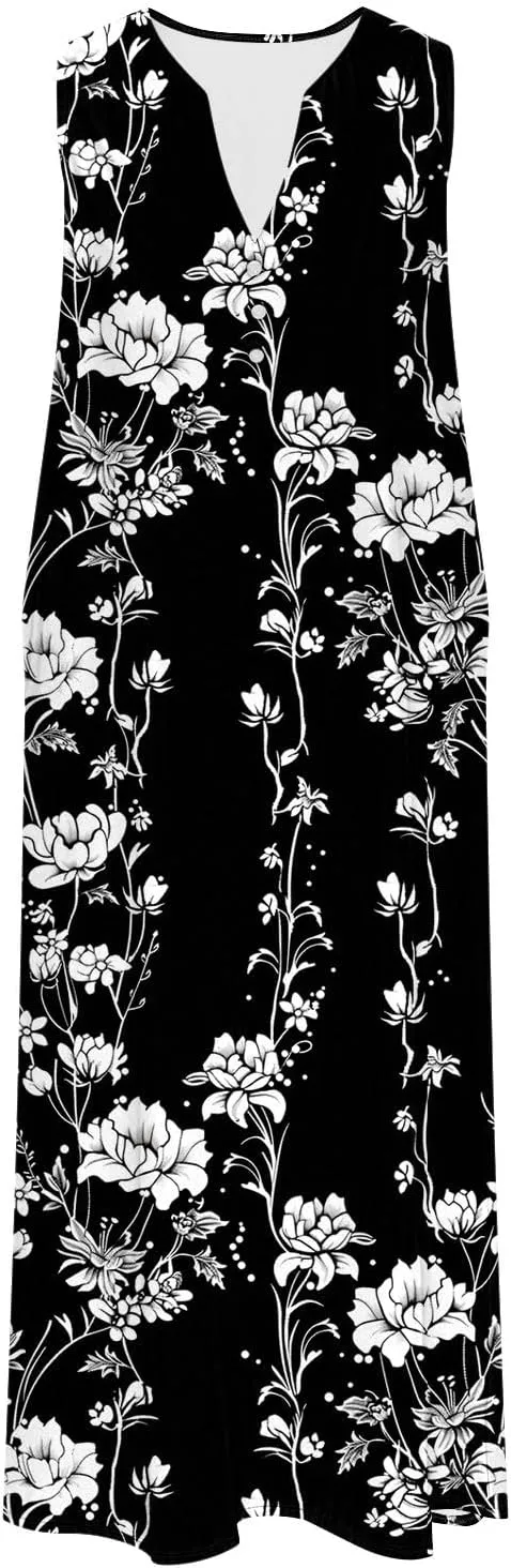 Women's Sleeveless Dress V Neck Floral Printed Casual Summer Spring Summer Lightweight Lightweight Clothing 2025