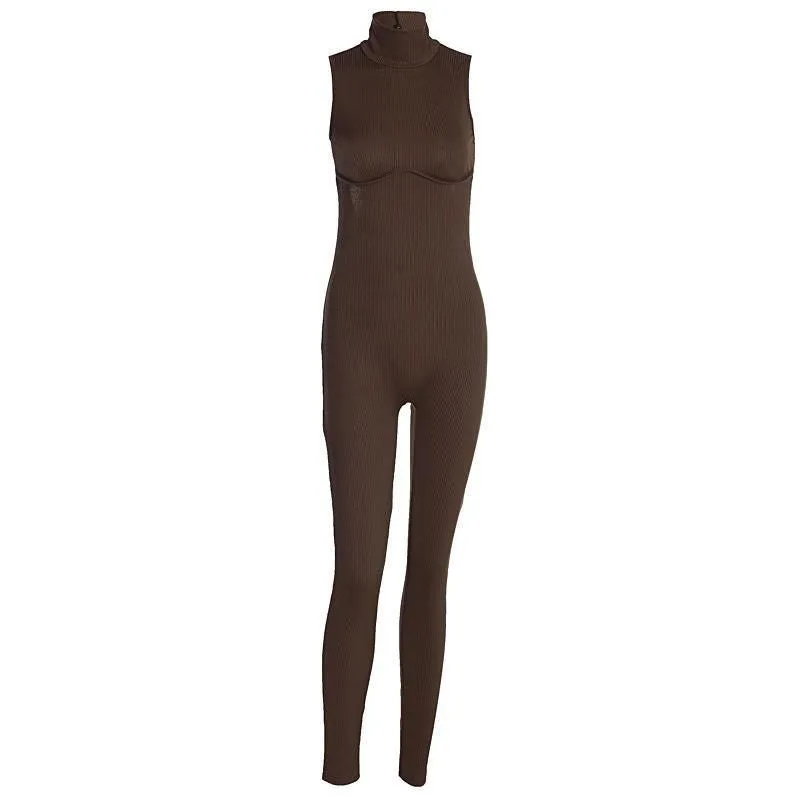 women's Sleeveless High Neck Yoga Jumpsuit