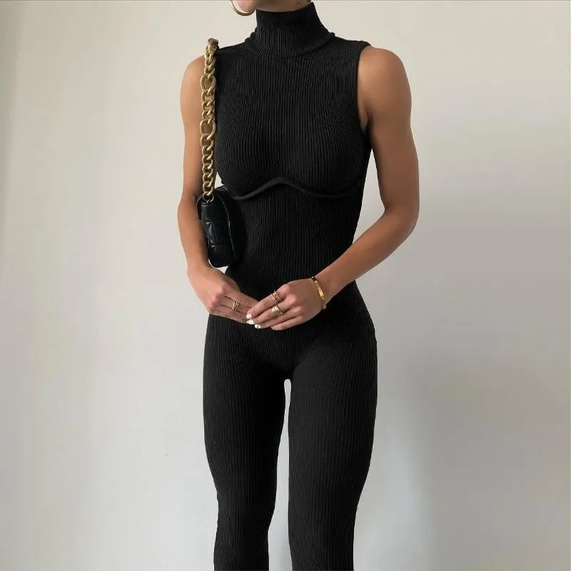 women's Sleeveless High Neck Yoga Jumpsuit