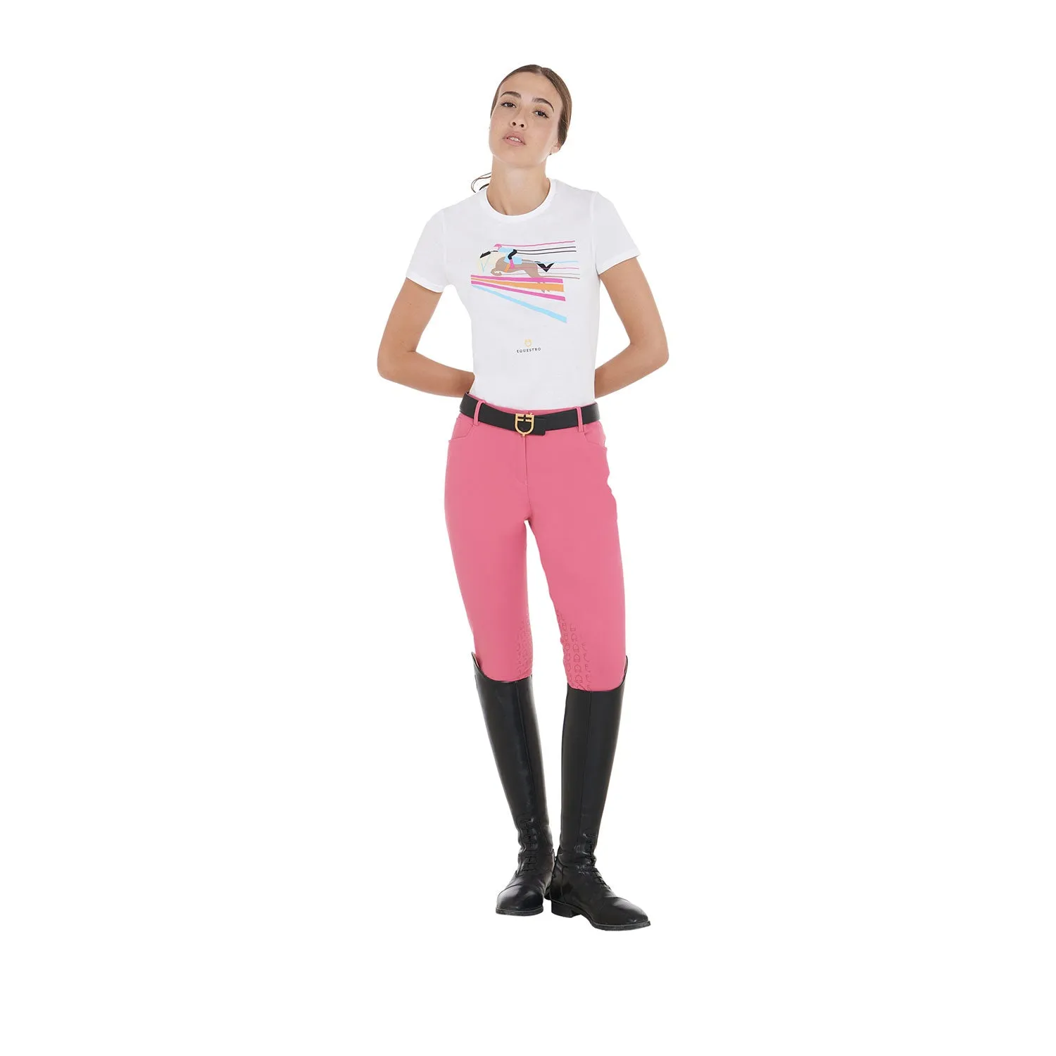 Women's Slim Fit T-Shirt with Colorful Jumping Design