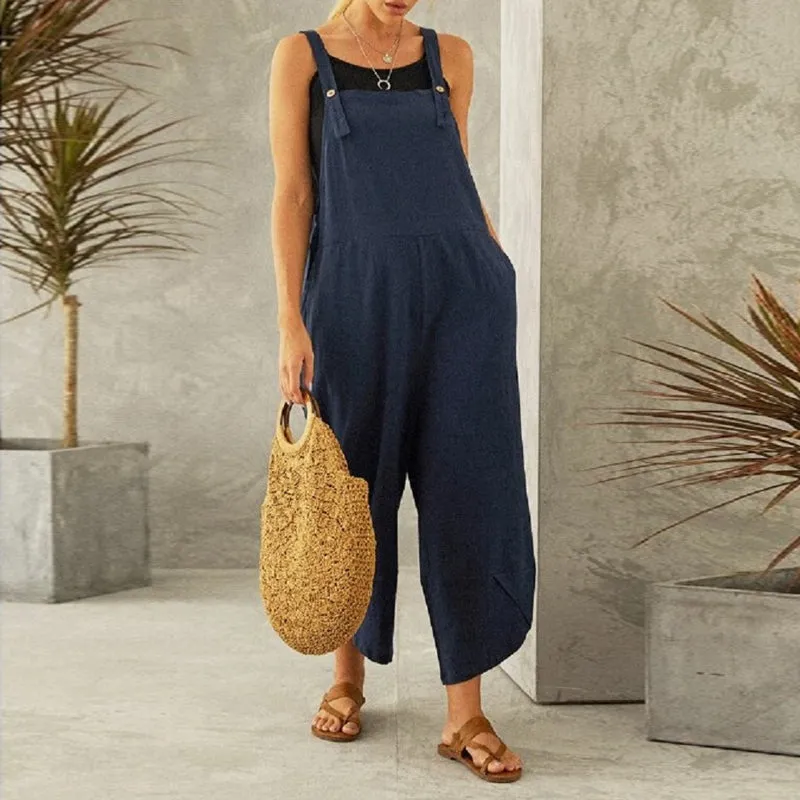 Women'S Solid Color Casual Suspender Pants