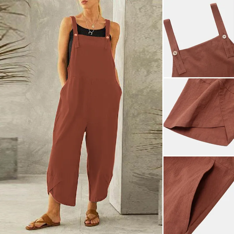 Women'S Solid Color Casual Suspender Pants
