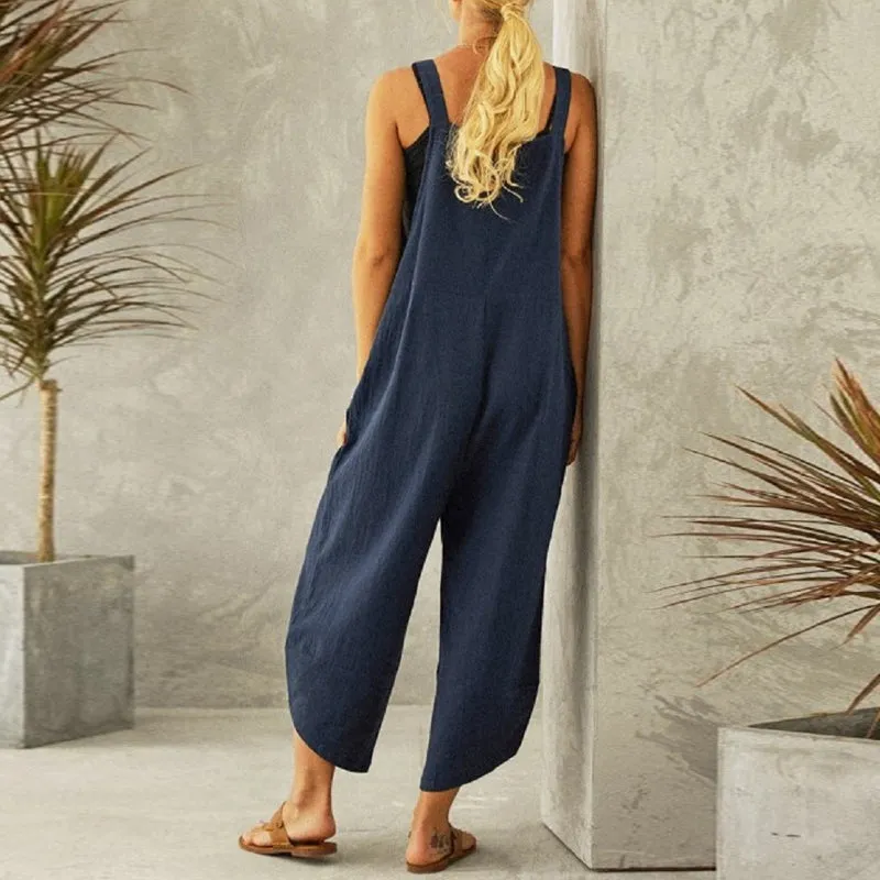 Women'S Solid Color Casual Suspender Pants