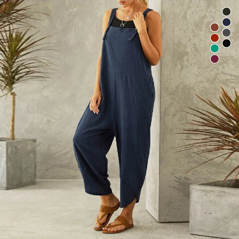 Women'S Solid Color Casual Suspender Pants