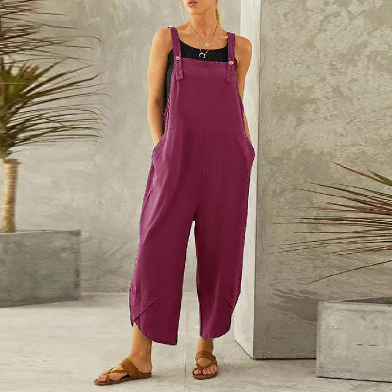 Women'S Solid Color Casual Suspender Pants