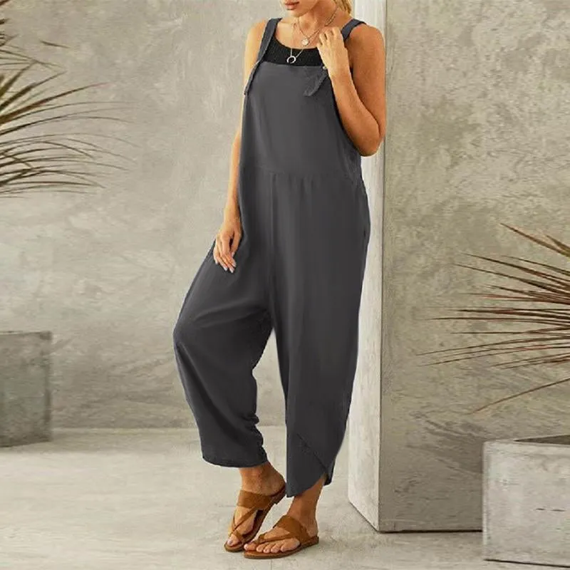 Women'S Solid Color Casual Suspender Pants