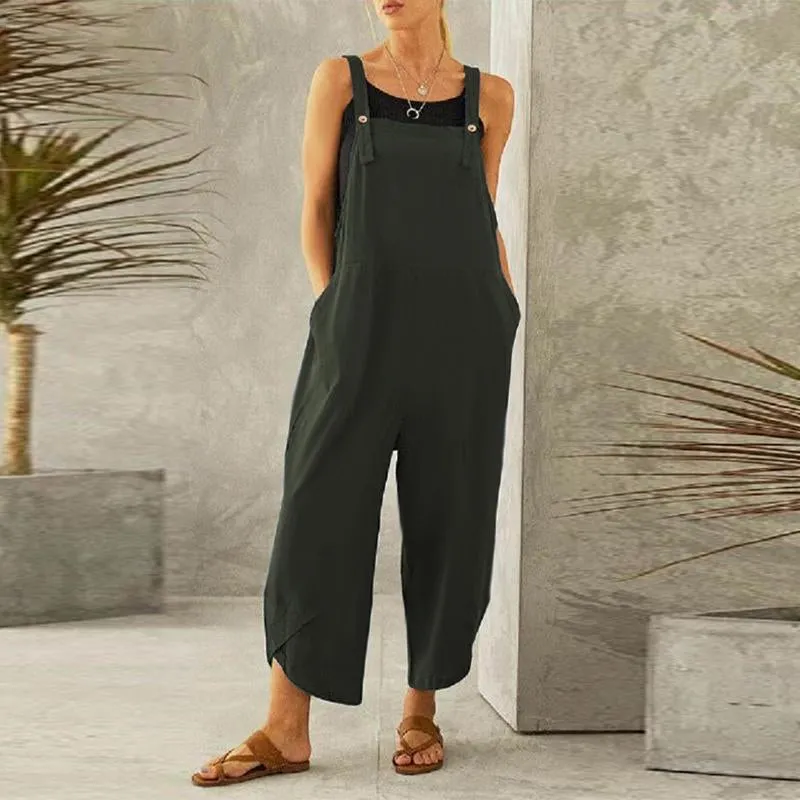 Women'S Solid Color Casual Suspender Pants