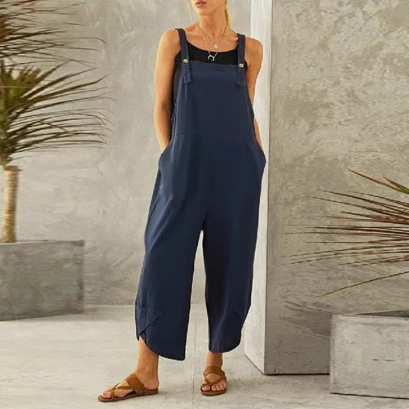 Women'S Solid Color Casual Suspender Pants