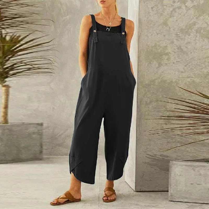 Women'S Solid Color Casual Suspender Pants