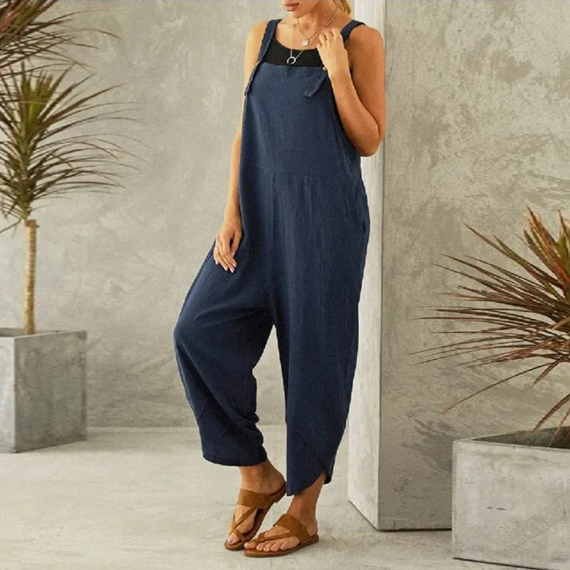 Women'S Solid Color Casual Suspender Pants