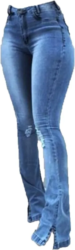 Women's Stretch Flared High Waist Jeans Fashion Stretch Bootcut Slim Jean Classic Skinny Pull-On Denim Bell Jegging
