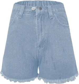 Womens Stretchy High Waisted Denim Shorts Trendy Cutoff Shorts Cutoff Slimming Stretchy Summer Hot Short Pants
