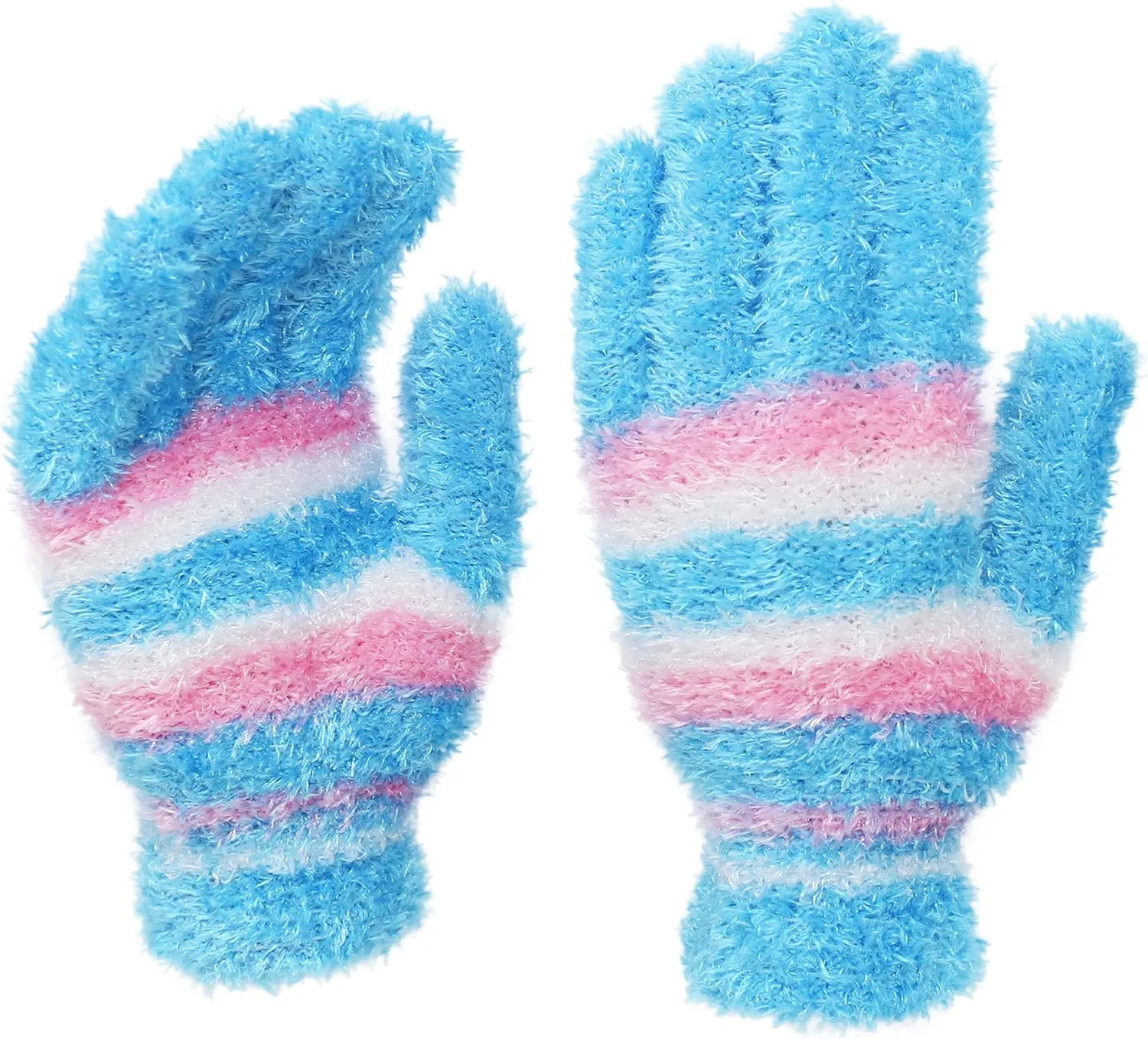 Womens Teens Winter Fuzzy Fun Colorful Stretchy Gloves