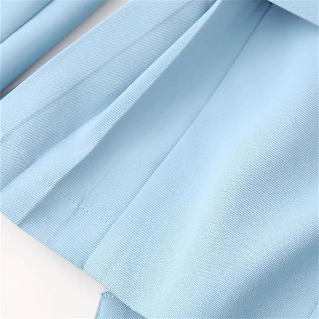 Women's Wear Minimalist Belt Wrinkled Suit High Waist High Waist Pants Set