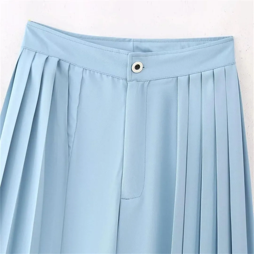 Women's Wear Minimalist Belt Wrinkled Suit High Waist High Waist Pants Set