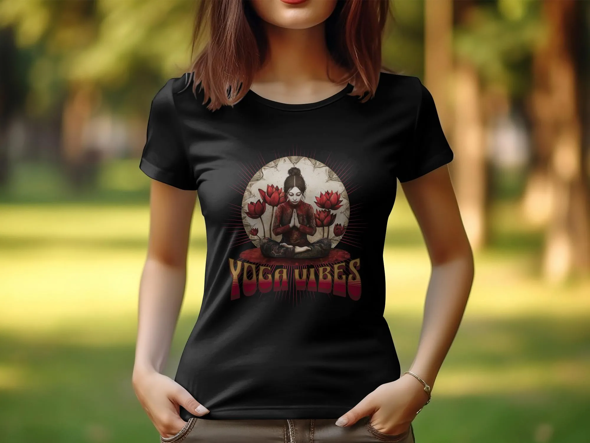 Womens Yoga Design T-Shirt, Zen Tee, Meditation Art, Yoga Vibes Graphic, Spiritual Womens Top, Unique Yoga Inspired Shirt #9