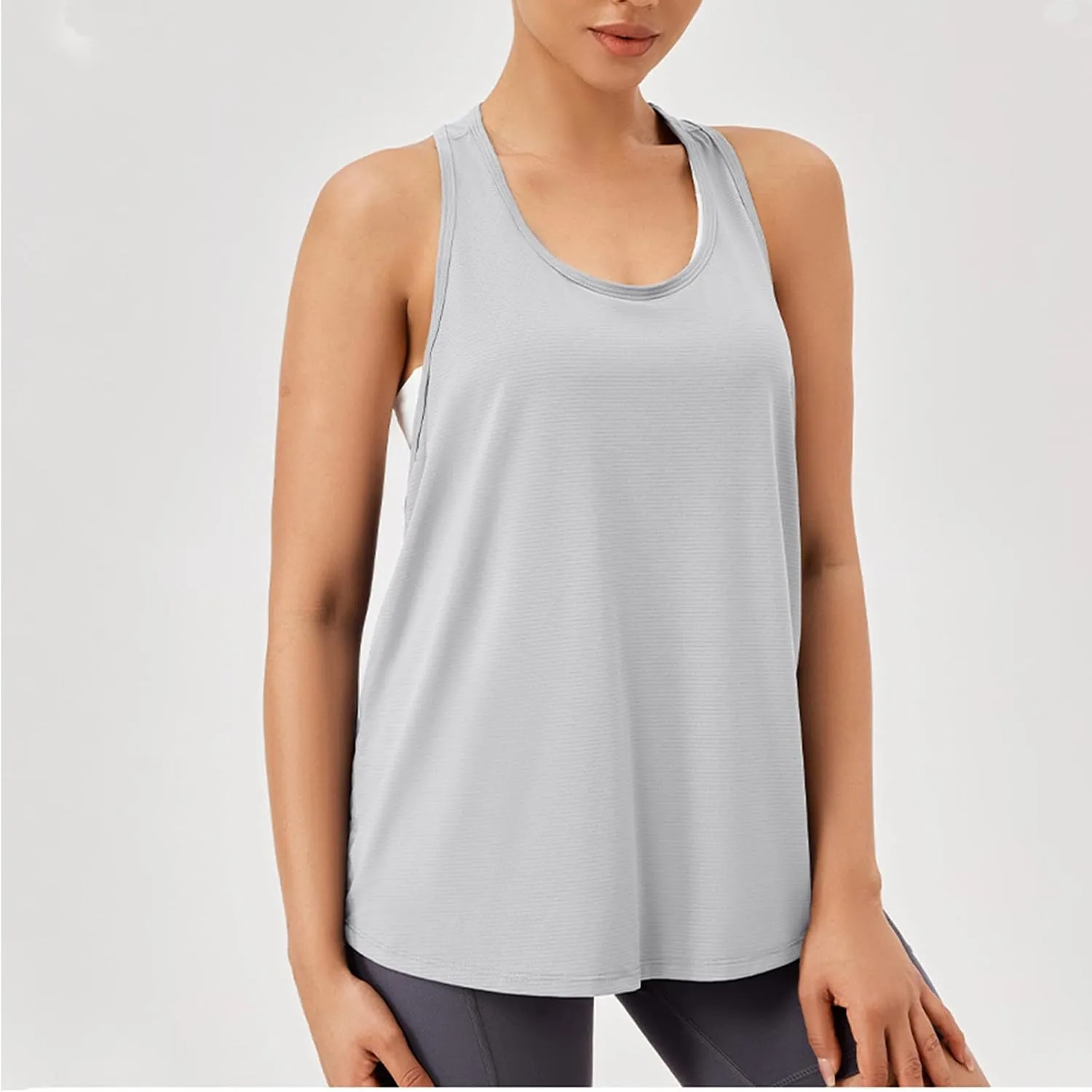 Workout Tank Tops for Women Racerback Quick Dry Sleeveless Shirts Casual Solid Loose Fit Blouses for Running Yoga