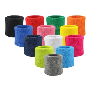 Wrist Sweatbands Soft Terry Cotton Sweatband 2 Wristbands You Pick Colors & Quantities