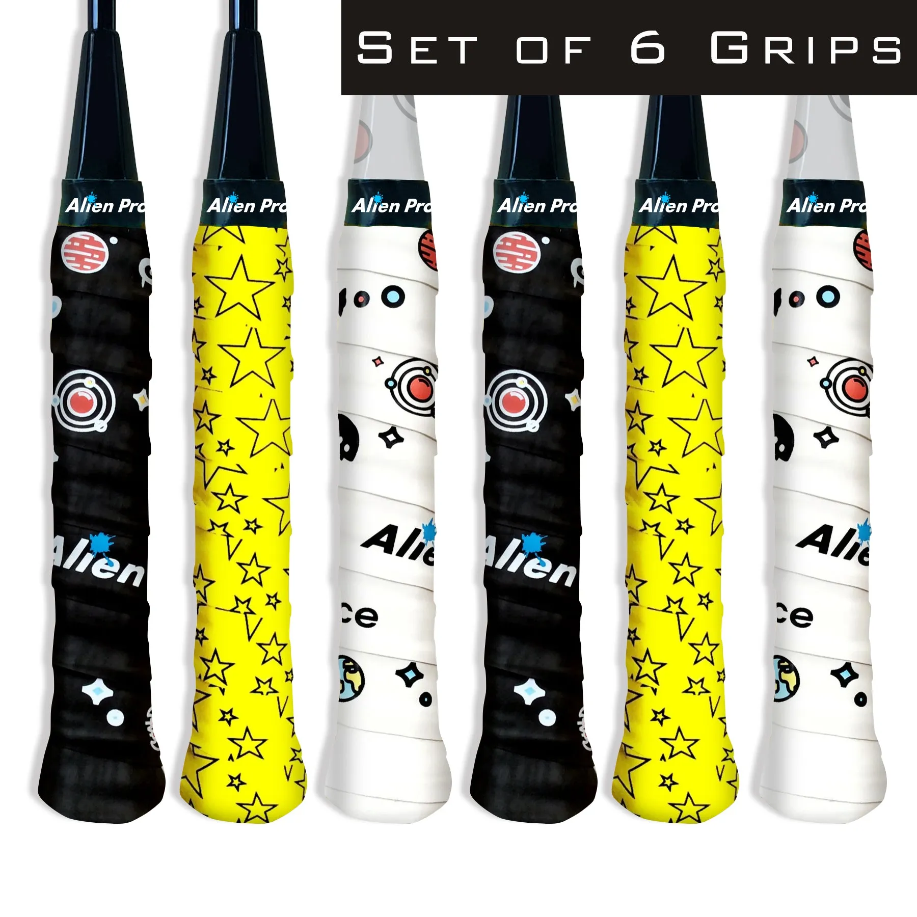 [X-Dry] Designer Racket Grip Tape for Badminton (6 Grips)