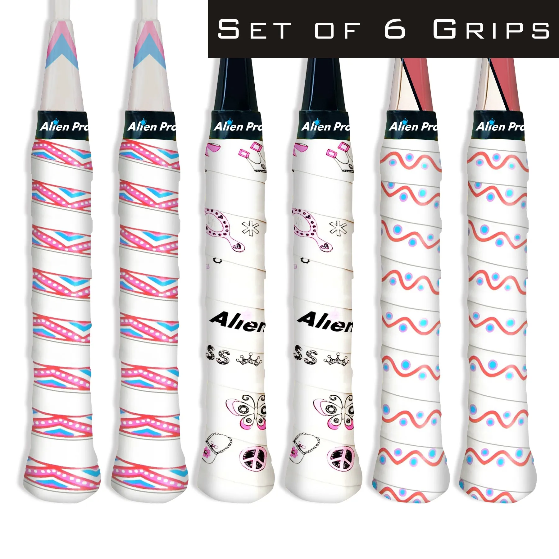 [X-Dry] Designer Racket Grip Tape for Badminton (6 Grips)