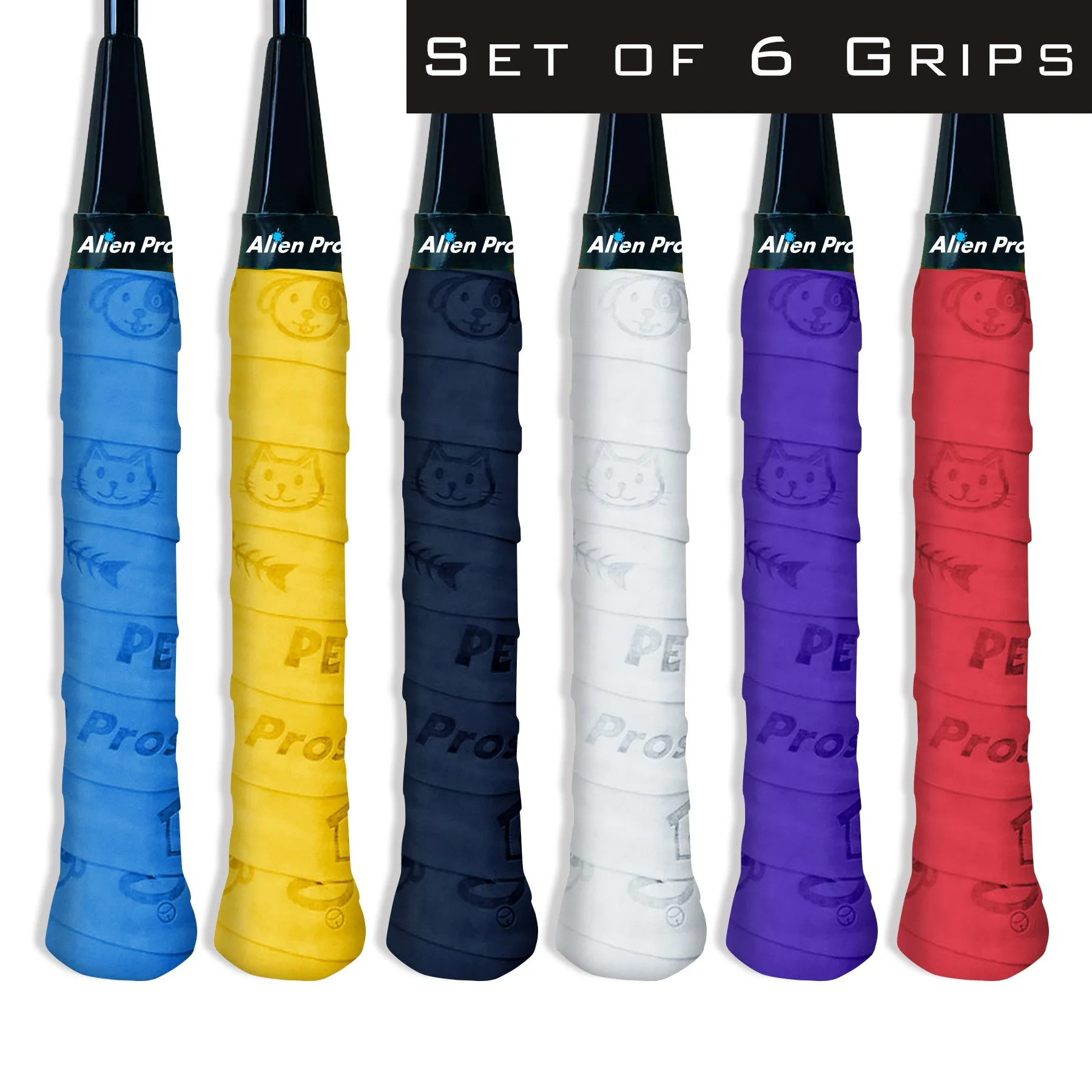 [X-Dry] Designer Racket Grip Tape for Badminton (6 Grips)