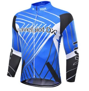 XINTOWN  Blue Black Long Sleeve Cycling Jersey