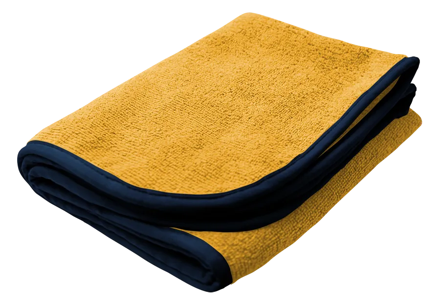 YELLOW Power Shine Microfiber Towel w/ BLK silk edge 16" x 24"  (12 Pcs/ Pack)