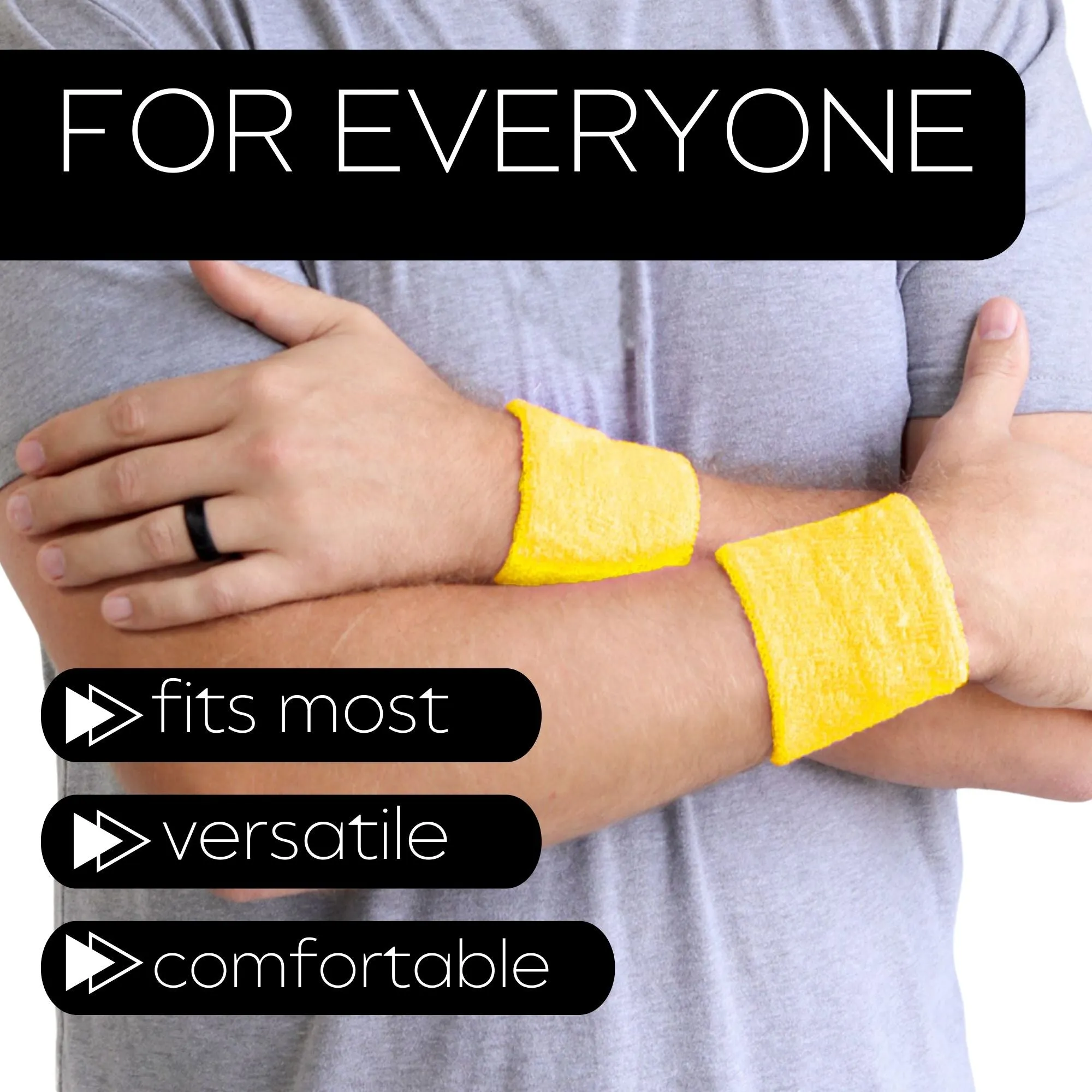 Yellow Wrist Sweatbands - 2 Pack