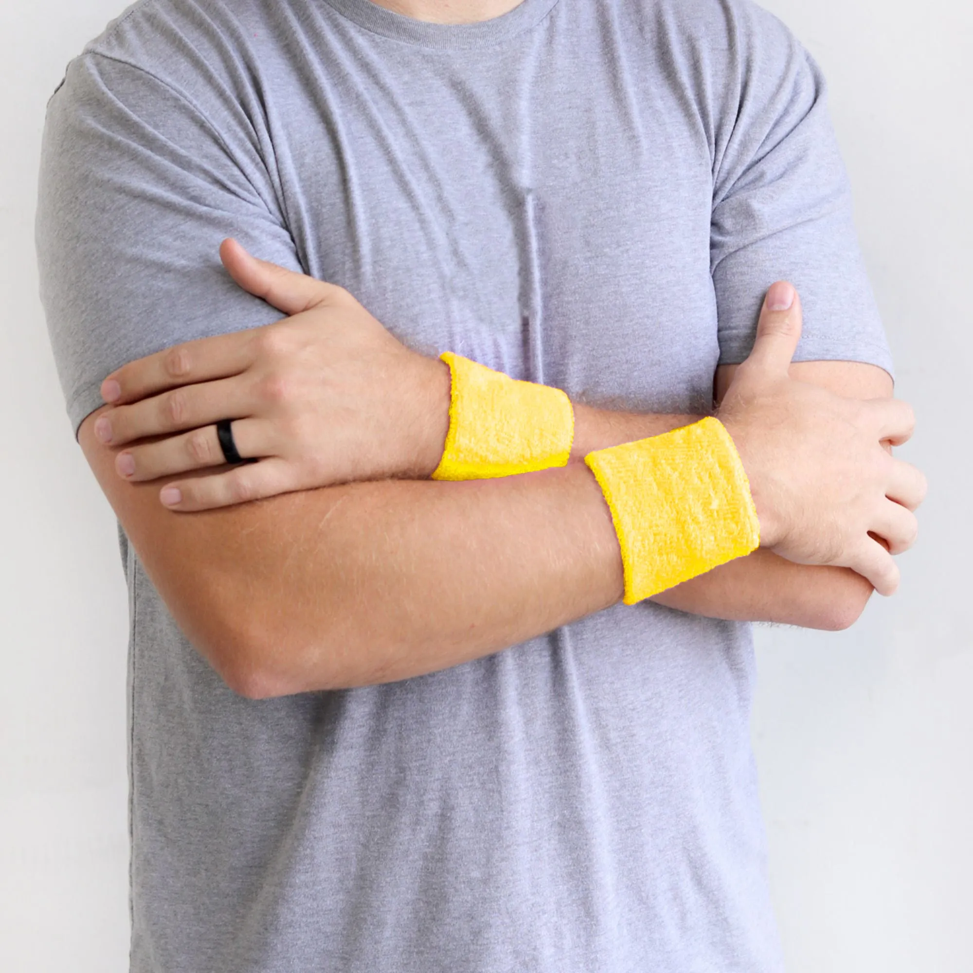 Yellow Wrist Sweatbands - 2 Pack