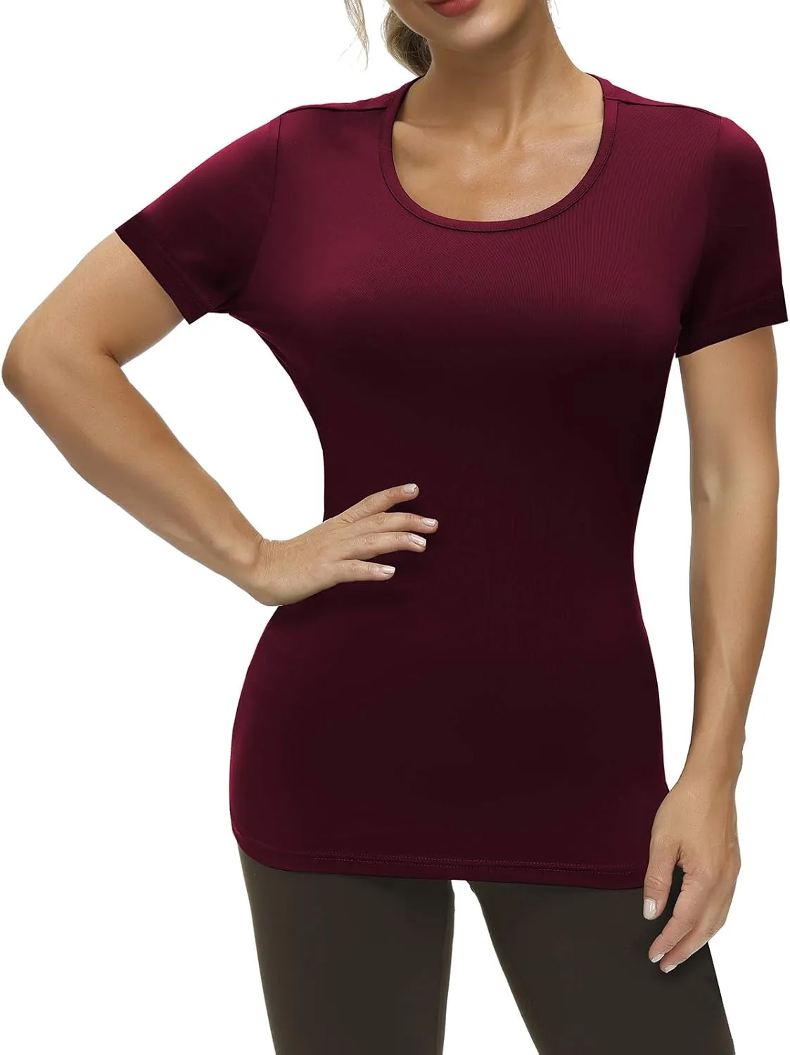 Yige Women's Short Sleeves Running Athletic Shirt Moisture Wicking Tops Crewneck Tee