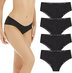 Yilanmy Seamless Underwear for Women No Show Panties Invisibles Briefs V Cut Soft Stretch Bikini 4 Pack